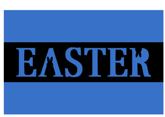 Easter vector design. Concept for Easter - card, poster, textile, message, background. Easter message on the blue background with hand drawn bunnies inside. Easy colour change