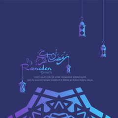 Ramadan kareem. Islamic background design with arabic calligraphy and ornament.