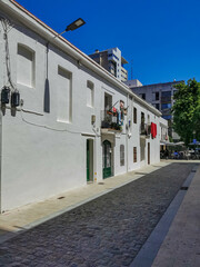 street with fisherman houses in poblenou,barcelona,spain