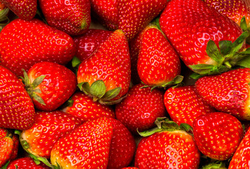 Real fresh Strawberries background. Food background.