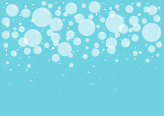 Bath bubbles soap and foam vector background, transparent suds on blue pattern. Abstract illustration