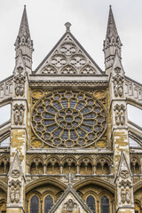 Architectural fragments of London Westminster Abbey (Collegiate Church of St Peter at Westminster) - Gothic church in City of Westminster, traditional place of coronation for English monarchs. London.