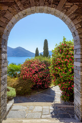 Mediterranean garden on lake Lago Maggiore, Italy