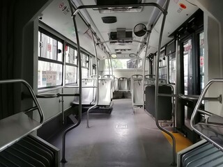 interior of bus  seats without people