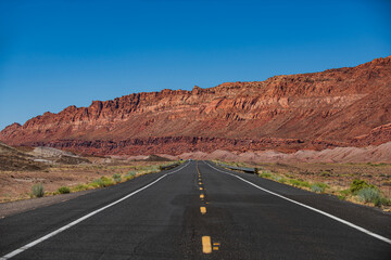 Road in America. Long Desert Highway California.