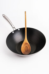 wok pan isolated on white background