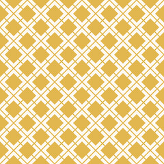 Fototapeta premium Vector geometric seamless pattern. Abstract yellow texture with diamond shapes, rhombuses, squares, grid, lattice, grill, net. Stylish minimal background. Simple repeat design for decor, textile
