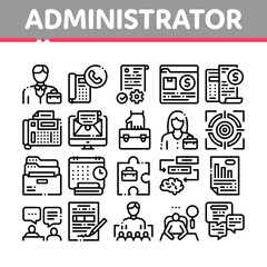 Administrator Business Collection Icons Set Vector Illustrations