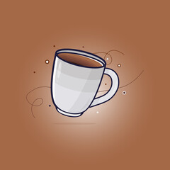 Hot Brown Chocolate on silver mug to drink in summer time with shadow and highlight. Suitable printing for poster, banner, background
