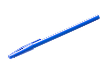 blue pen isolated on white background. ballpoint pen cut out