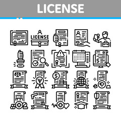 License Certificate Collection Icons Set Vector Illustrations