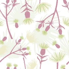  Seamless pattern thistle on white background. Beautiful hand drawn burdock for design fabric © smth.design