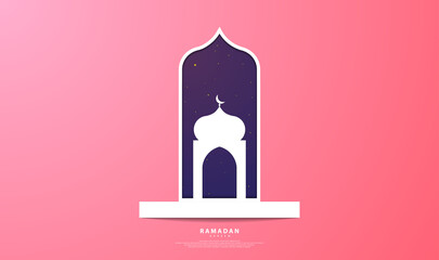 Obraz premium Ramadan-themed design with paper cut style, suitable for ramadan-themed backgrounds, greeting cards, web, covers, templates, cards and etc.