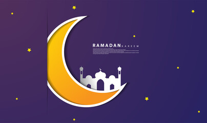 Obraz na płótnie Canvas Ramadan-themed design with paper cut style, suitable for ramadan-themed backgrounds, greeting cards, web, covers, templates, cards and etc.