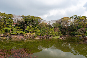 Naklejka na ściany i meble Keitakuen, pure Japanese style garden in Osaka, Japan