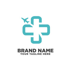 Fototapeta premium Medical airlplane transportation logo design template