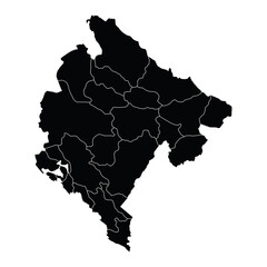 Obraz premium Montenegro country map vector with regional areas