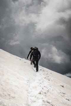 Hiking Through The Snow On Mount Kosciuszko In The Kosciuszko National Park