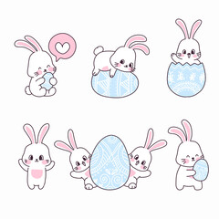 Easter Bunny character set. Cartoon illustration 
