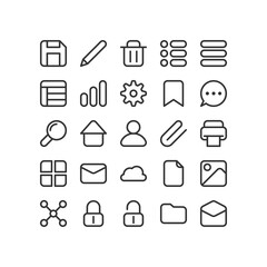 User Interface Outline Icon Set, Isolated Vector Icon