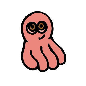 Octopus. illustration. Cartoon sketch style. Hand outline drawing cheerful funny underwater animal. vector