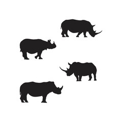 Rhino Silhouette Rhinoceros Symbol Set