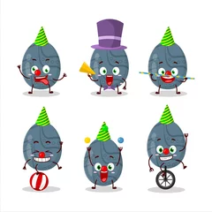 Fotobehang Cartoon character of blue grey easter egg with various circus shows © kongvector