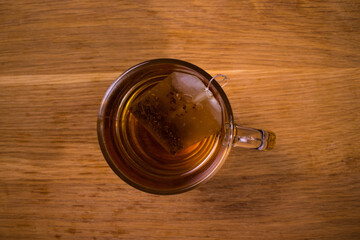 Hot brewed tea Top down view - food photography