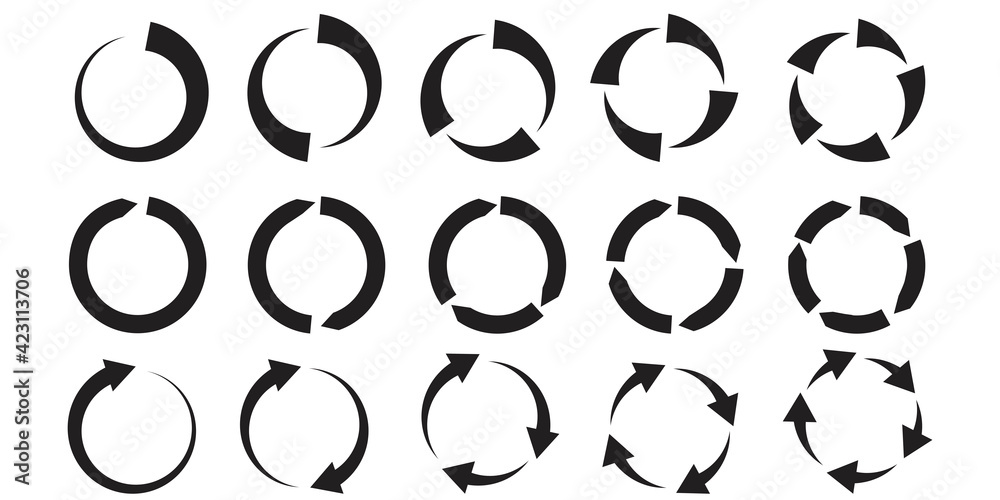 Poster circular arrows. vector pattern. black circular arrows on white background. cursor arrow icon set. s