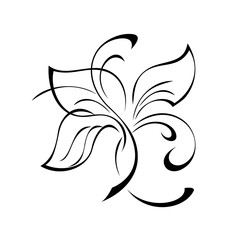 ornament 1643. unique decorative element with stylized leaves and curls in black lines on a white background