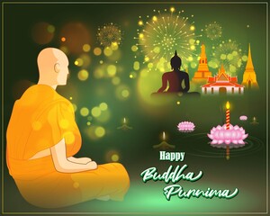 Indian Buddha Purnima festival on abstract background 
