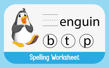 Obraz premium Find missing letter with penguin