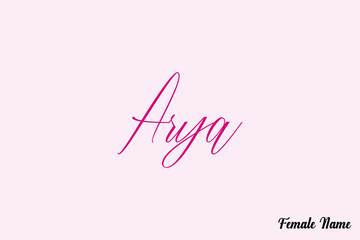 Arya-Female Name Typography Text On Pink Background