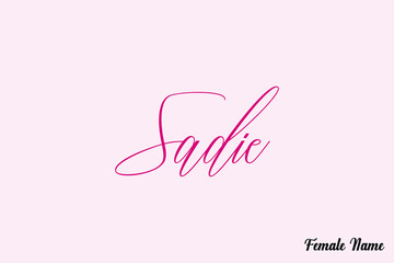 Sadie-Female Name Calligraphy Dork Pink Color Text On Pink Background