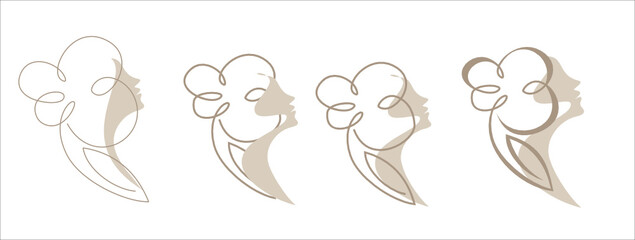 abstraction, one line, logo, print, embroidery, girl, product, hand, palm, silhouette, hairstyle, face, icon, hair, care, beauty, beauty salon, flower, hairstyle, profile, symbol, emblem, beauty, nymp