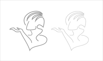 abstraction, one line, logo, print, embroidery, girl, product, hand, palm, silhouette, hairstyle