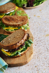Veggie sandwich with vegetables and herbs
