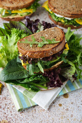 Veggie sandwich with vegetables and herbs