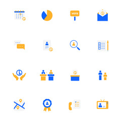 Election icon set. flat design style minimal vector illustration.