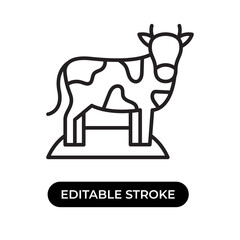 Vector illustration of cow icon. Cow animal. Editable stroke with line design style