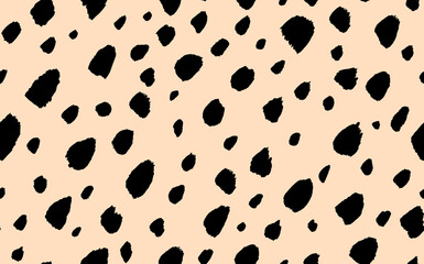 Abstract modern leopard seamless pattern. Animals trendy background. Beige and black decorative vector stock illustration for print, card, postcard, fabric, textile. Modern ornament of stylized skin