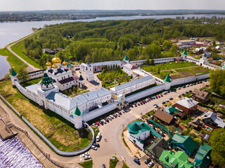 Aerial view of ancient Ipatiev monastery of Kostroma in Russia