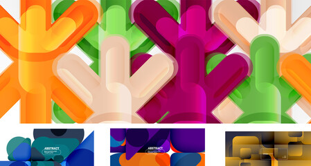 Set of trendy futuristic geometric abstract backgrounds