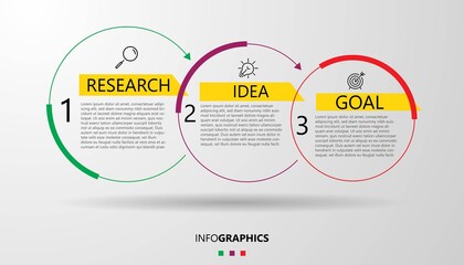 Business Infographic design template Vector with icons and 3 options or steps. Can be used for process diagram, presentations, workflow layout, banner, flow chart, info graph