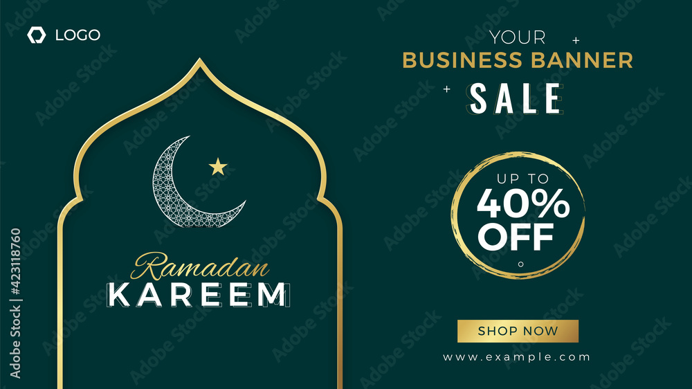 Wall mural ramadan web banner template promotion design for business or company for web landing page, web ad, p