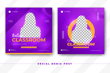 Online classroom or live streaming webinar promotion social media post banner template