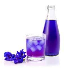 Butterfly pea or blue pea juice ice tea 
