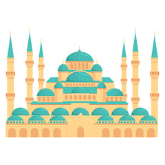 blue mosque landmark of turkey, vector illustration