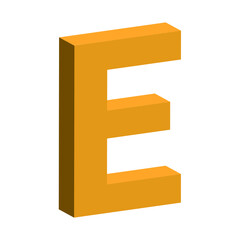 3D Text of Orange  alphabet. Big letter . Isolated on white background. clip art illustration vector