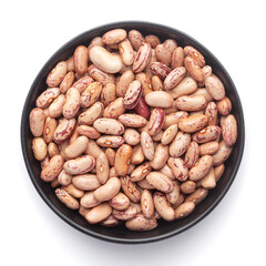 macro Close-up of Organic Lobia,  ( Lobia ) or kidney beans dal on a ceramic black bowl. Top view 